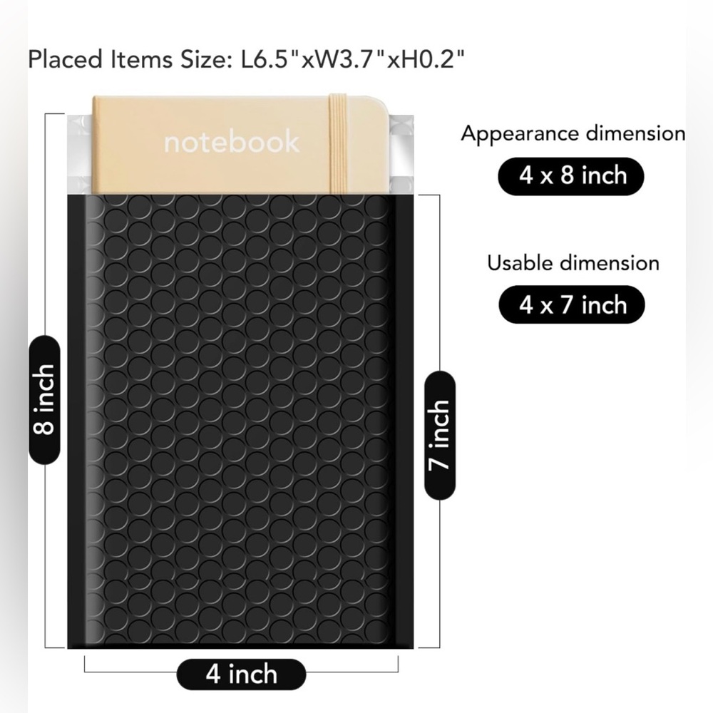 NWT - 15 Padded 4” x 8” Poly Mailers - Black - Picture 2 of 3